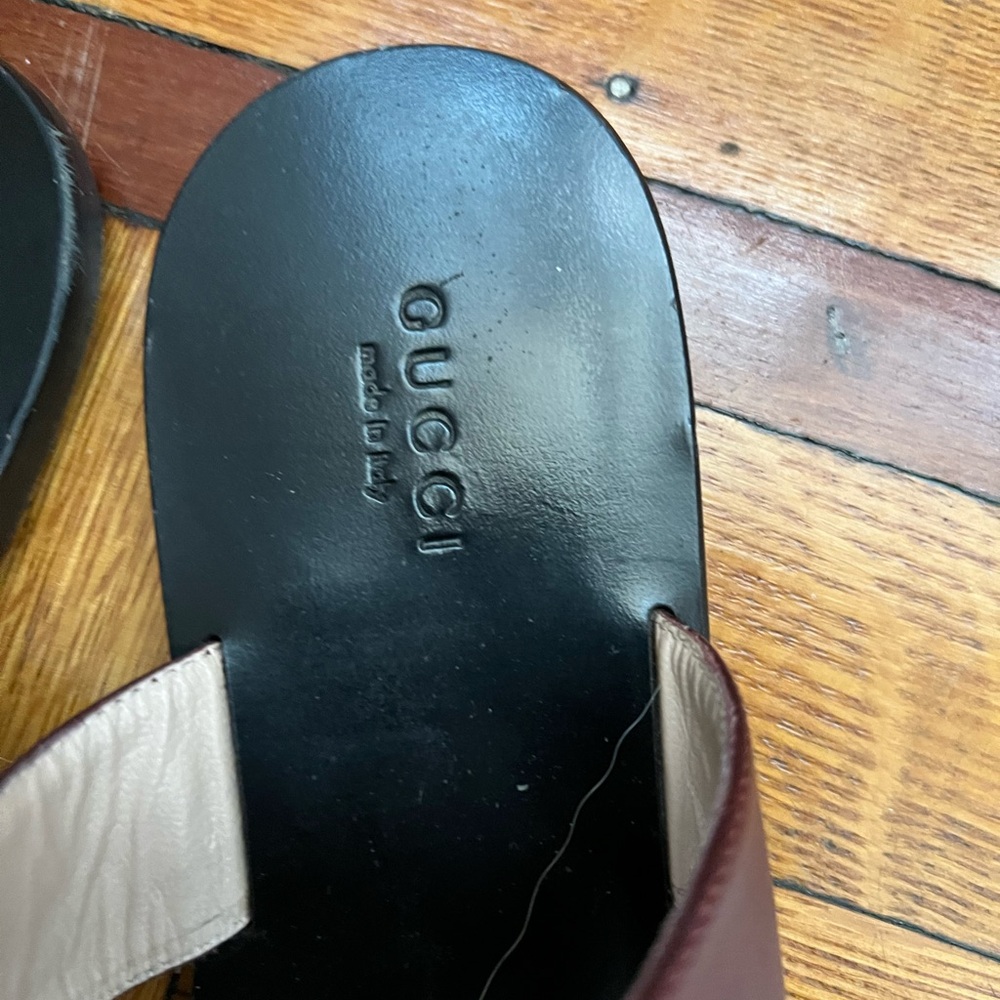 Gucci Burgundy GG Sandals Size 36.5 - worn twice - Picture 2 of 2
